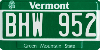 VT license plate BHW952