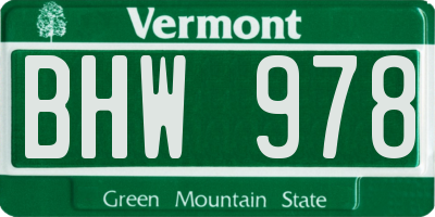 VT license plate BHW978