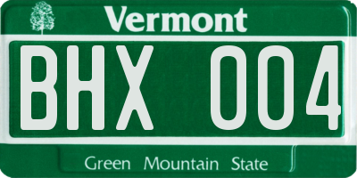VT license plate BHX004