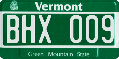 VT license plate BHX009
