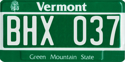 VT license plate BHX037
