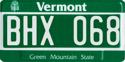 VT license plate BHX068