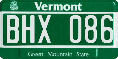 VT license plate BHX086