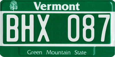 VT license plate BHX087