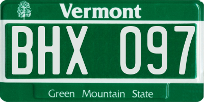 VT license plate BHX097