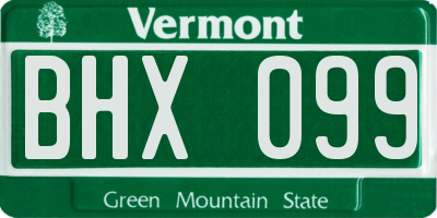 VT license plate BHX099
