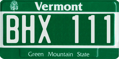 VT license plate BHX111