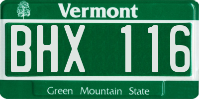 VT license plate BHX116