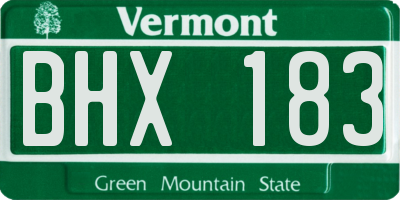VT license plate BHX183