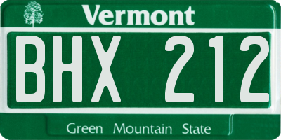 VT license plate BHX212