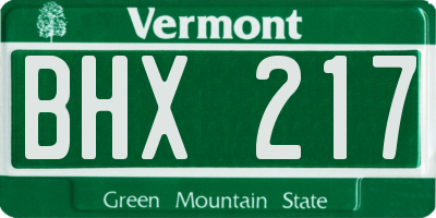 VT license plate BHX217