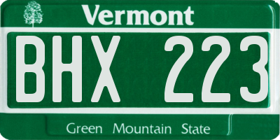 VT license plate BHX223