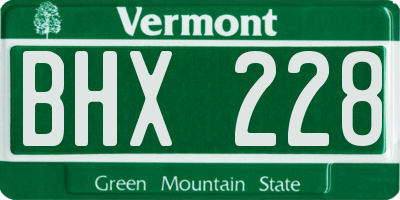 VT license plate BHX228