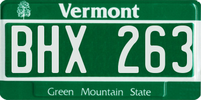 VT license plate BHX263