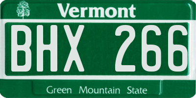 VT license plate BHX266