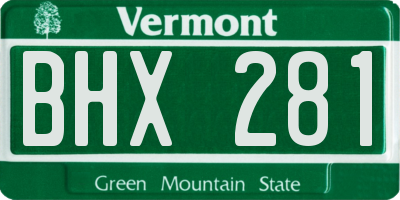 VT license plate BHX281