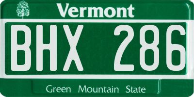 VT license plate BHX286