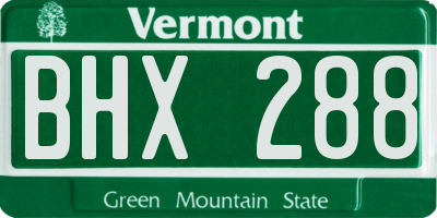 VT license plate BHX288