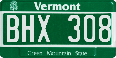 VT license plate BHX308