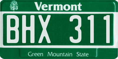 VT license plate BHX311