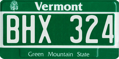 VT license plate BHX324