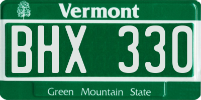VT license plate BHX330