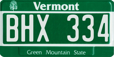 VT license plate BHX334