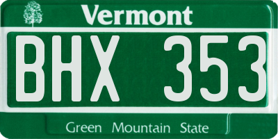 VT license plate BHX353