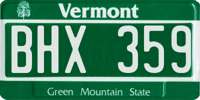 VT license plate BHX359