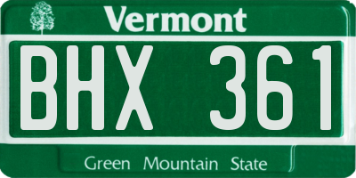 VT license plate BHX361