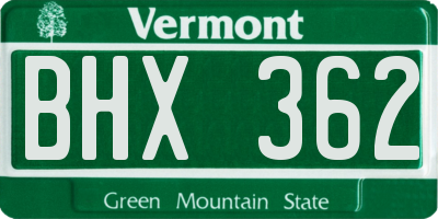 VT license plate BHX362