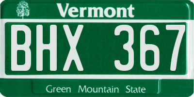 VT license plate BHX367