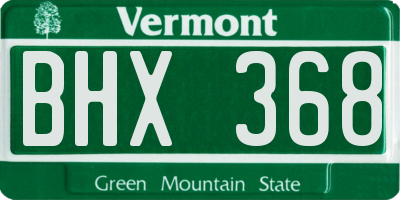 VT license plate BHX368