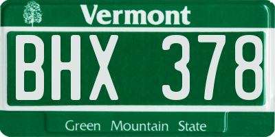 VT license plate BHX378