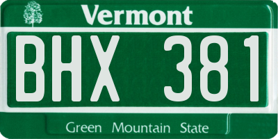 VT license plate BHX381