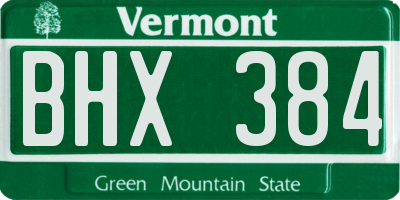 VT license plate BHX384