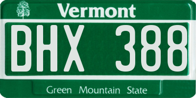 VT license plate BHX388