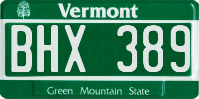 VT license plate BHX389