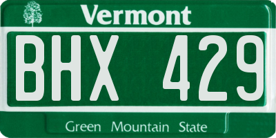 VT license plate BHX429