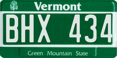 VT license plate BHX434