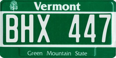 VT license plate BHX447