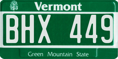VT license plate BHX449