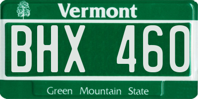 VT license plate BHX460