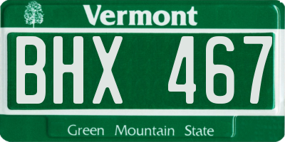 VT license plate BHX467