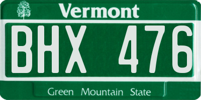 VT license plate BHX476