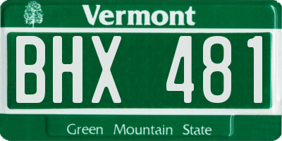 VT license plate BHX481