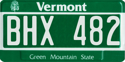 VT license plate BHX482