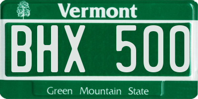VT license plate BHX500