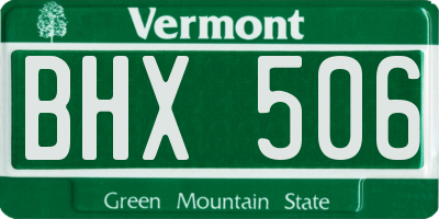 VT license plate BHX506