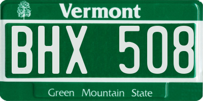VT license plate BHX508